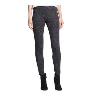 Joie Keena Women's Ponte Leopard Leggings In Caviar Charcoal Size Medium